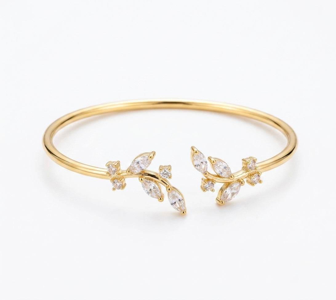 Golden Laurel Open Cuff Bracelet