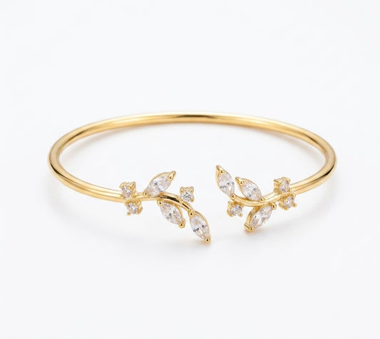 Golden Laurel Open Cuff Bracelet