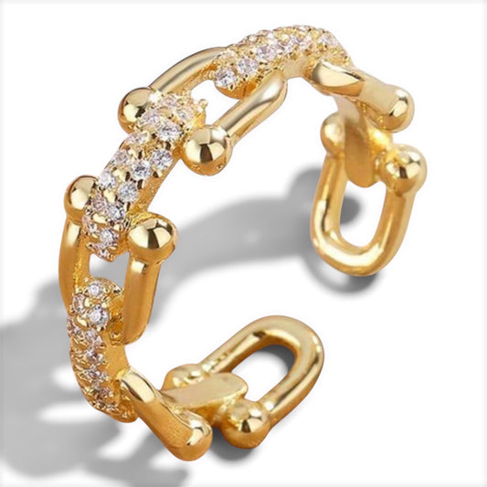 Celeste Link Crystal Adjustable Ring