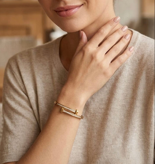 Radiant Nail Crystal Cuff Bracelet