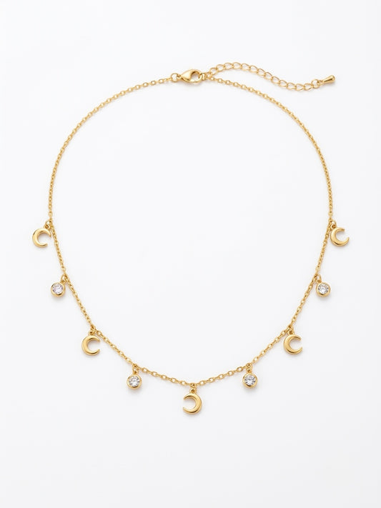 Celestial Crescent Charm Necklace