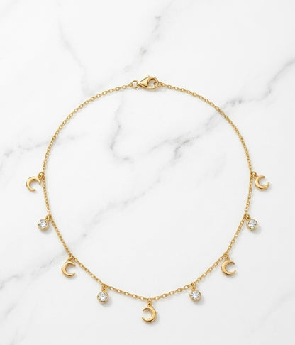 Celestial Crescent Charm Necklace