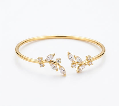Golden Laurel Open Cuff Bracelet