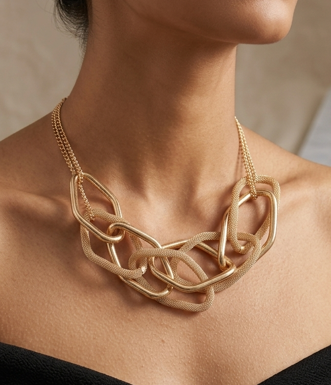 Golden Harmony Statement Necklace