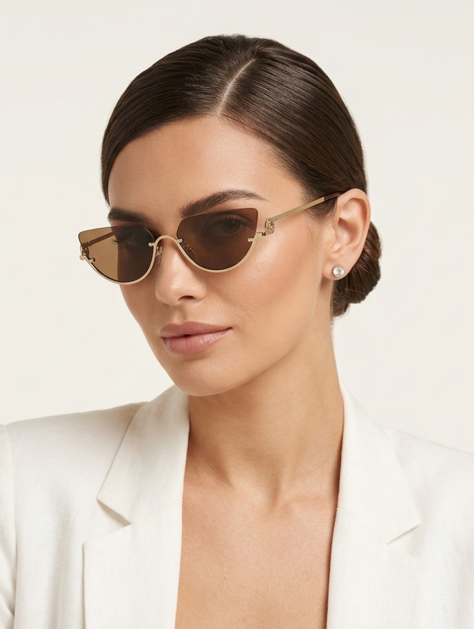 Eclipse Semi-Rimless Sunglasses – Golden Frame